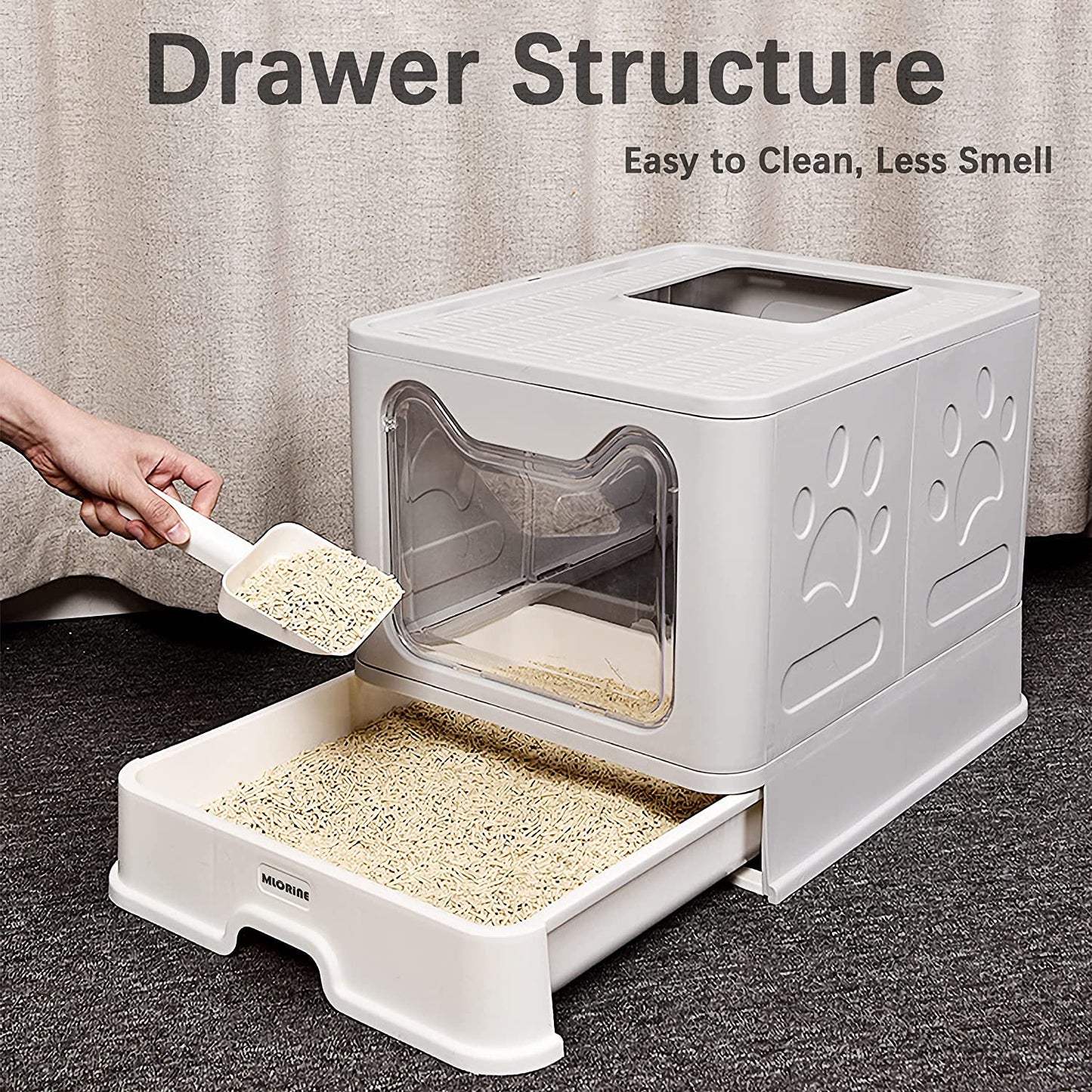 Extra Large Foldable Portable Covered Cat Litter Box with Top Entry, Anti-Splash Design, and Easy Cleaning (Gray)